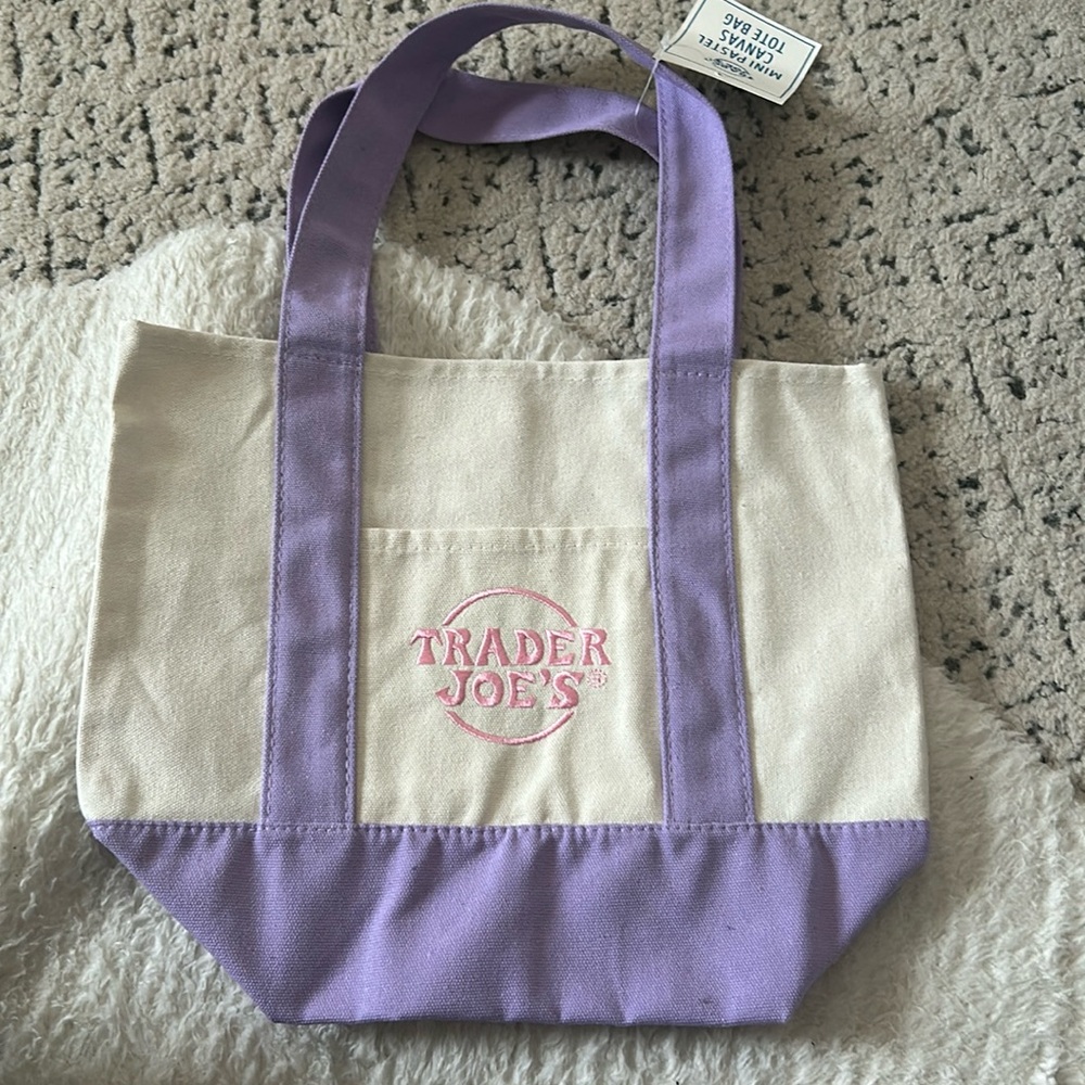 Trader Joe's Purple and Cream Tote Bag